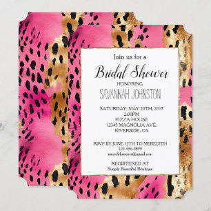 Girly Pink Glam Leopard Print Einladung