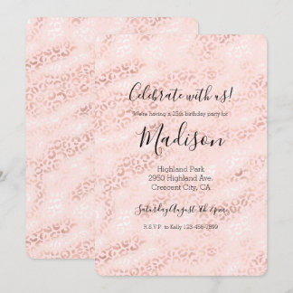 Girly Pink Glam Leopard Print Ombre Einladung