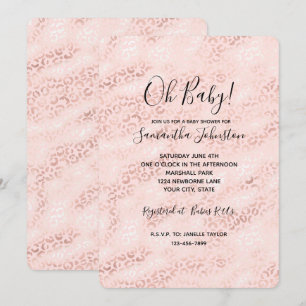 Girly Pink Glam Leopardenmuster Ombre Einladung