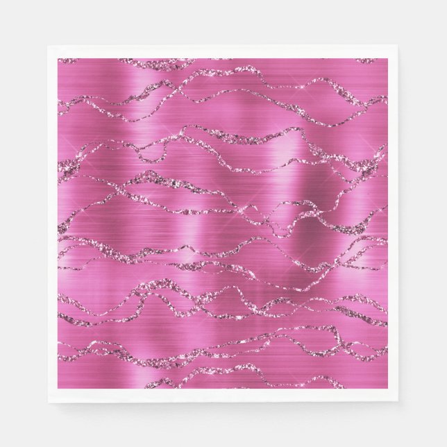 Girly Pink Glitz Glitzer Serviette (Vorderseite)