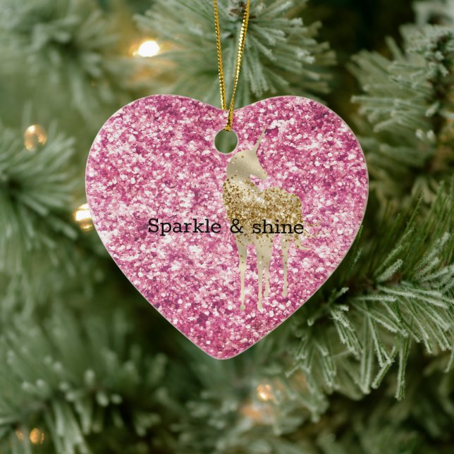 Girly Pink Glitzer Confetti Keramik Ornament (Baum)