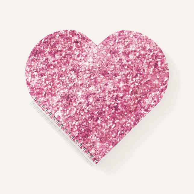 Girly Pink Glitzer Confetti Notizbuch (Vorderseite)