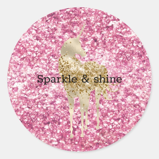 Girly Pink Glitzer Confetti Runder Aufkleber (Vorderseite)