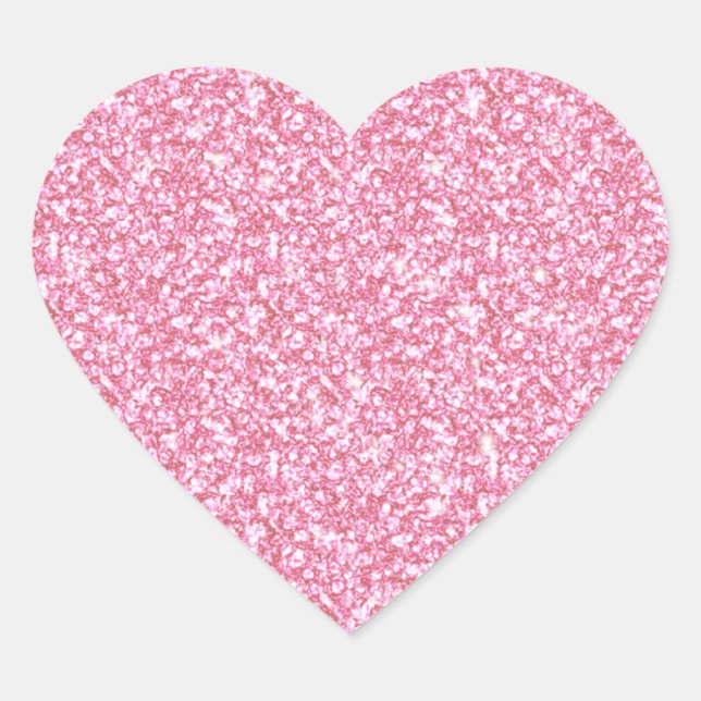 Girly Pink Glitzer gedruckt Herz-Aufkleber (Vorderseite)