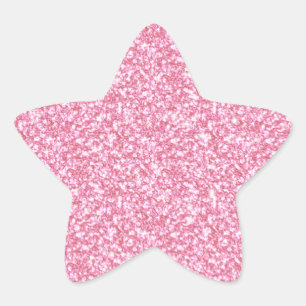 Girly Pink Glitzer gedruckt Stern-Aufkleber