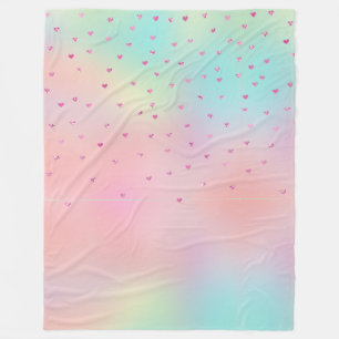 Girly Pink Glitzer Glam Hearts Aqua Gefärbte Krawa Fleecedecke