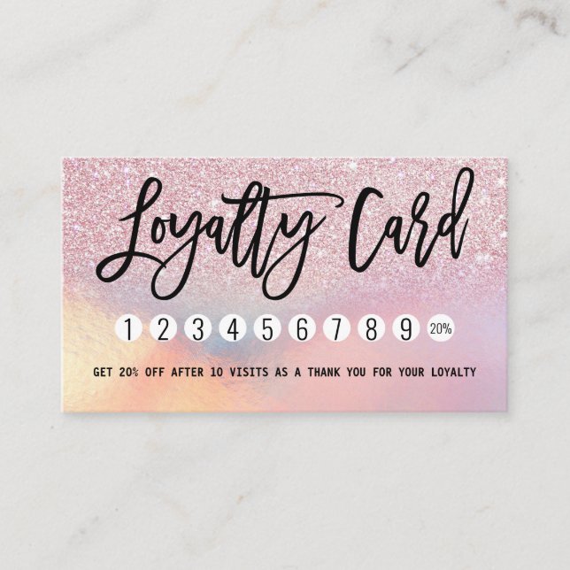 Girly Pink Glitzer Iridescent Ombre Treuekarte (Vorderseite)