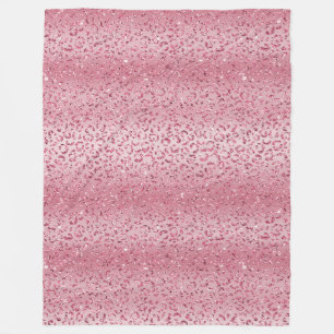 Girly Pink Glitzer Leopard Ombre Fleecedecke