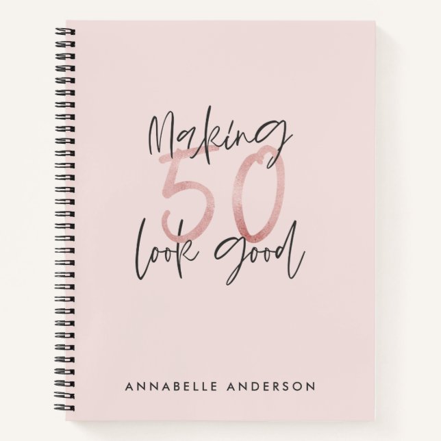 Girly-pink-Glitzer modern und stilvoll 50. Geburts Notizbuch (Vorderseite)