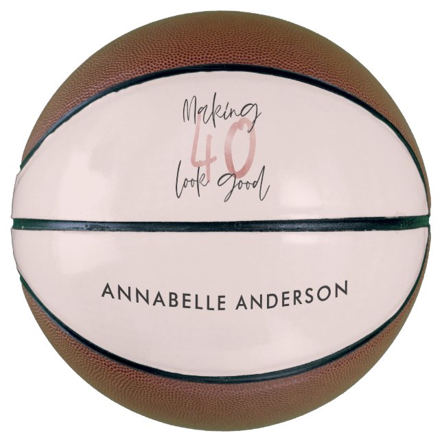 Girly pink Glitzer Moderner, stilvoller 40. Geburt Basketball (Vorderseite)