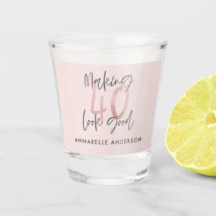 Girly pink Glitzer Moderner, stilvoller 40. Geburt Schnapsglas