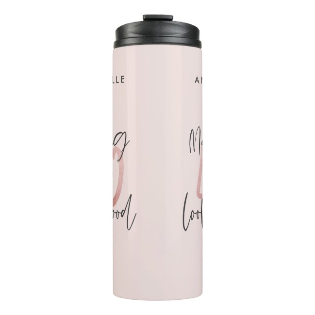 Girly pink Glitzer Moderner, stilvoller 40. Geburt Thermosbecher (Vorderseite)