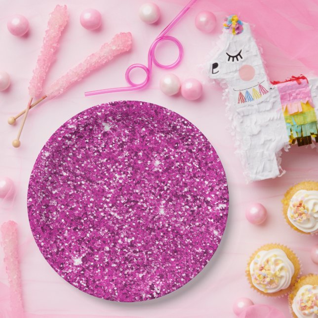 Girly Pink Glitzer Ombre Sparkle Pappteller (Party)