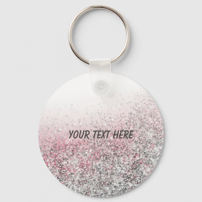 Girly pink Glitzer personalisiertes Gastgeschenk G Schlüsselanhänger (Vorderseite)