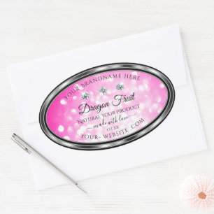 Girly Pink Glitzer Produktkennzeichnungen Diamonds Ovaler Aufkleber