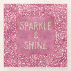 Girly Pink Glitzer Sparkle Glasuntersetzer