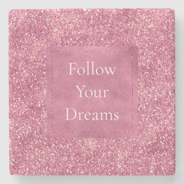 Girly Pink Glitzer Sparkle Glitz Steinuntersetzer (Vorderseite)
