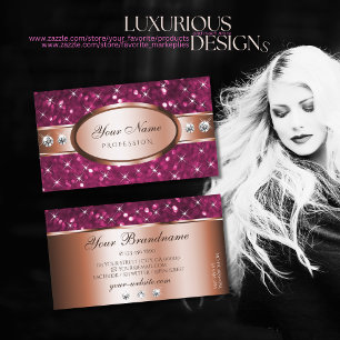 Girly Pink Glitzer Sparkle Stars Jewels Rose Gold Visitenkarte