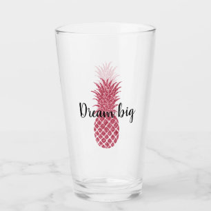 Girly Pink Glitzer Tropischer Ananas Glas