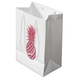 Girly Pink Glitzer Tropischer Ananas Mittlere Geschenktüte