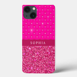 Girly Pink Glitzer und Diamonds Personalisiert Case-Mate iPhone Hülle