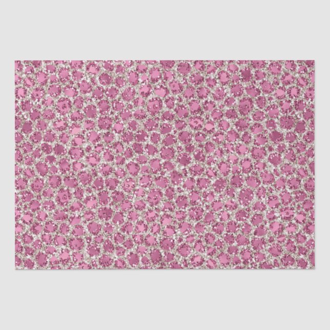 Girly Pink Glitzy Glam Glitzer Leopard Print Seidenpapier (Vorderseite)