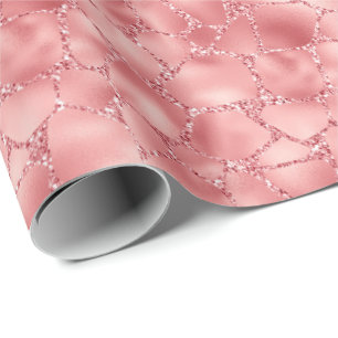 Girly Pink Glitzy Glitzer Giraffe Drucken Geschenkpapier