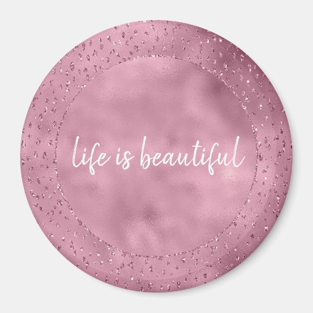 Girly Pink Glitzy Glitzer Sparkle Magnet (Vorne)