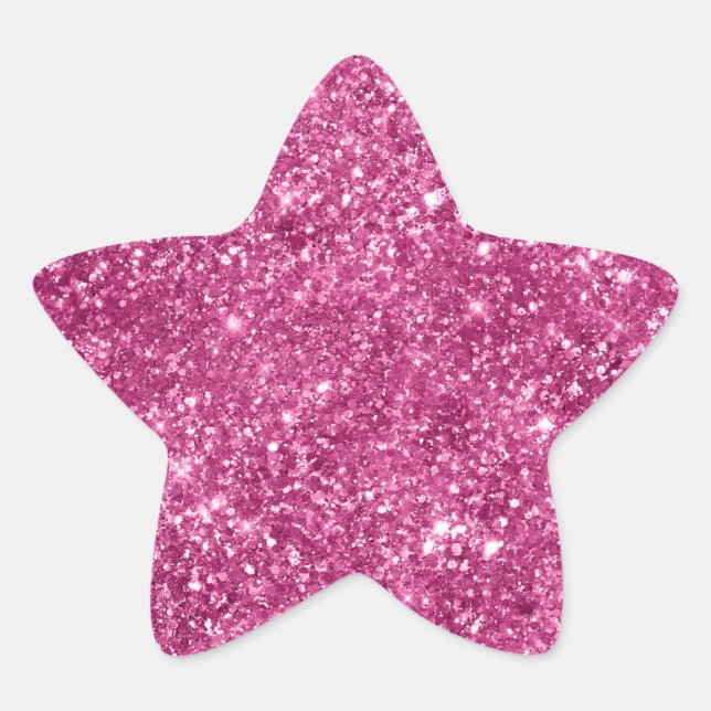Girly Pink Glitzy Glitzer Stern-Aufkleber (Vorderseite)