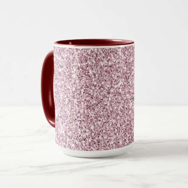 Girly Pink Glitzy Glitzer Tasse (Vorderseite Links)