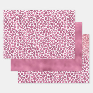 Girly Pink Glitzy Leopard Print Geschenkpapier Set