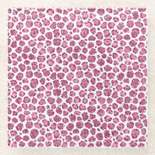 Girly Pink Glitzy Leopard Print Glasuntersetzer
