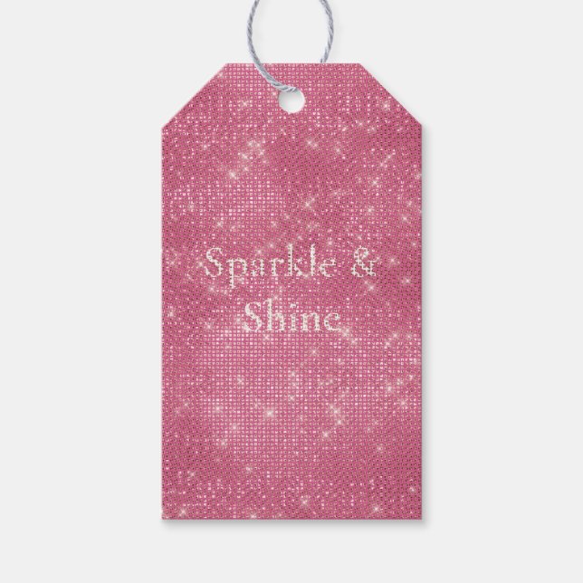 Girly Pink Glitzy Sparkle Geschenkanhänger (Vorderseite)
