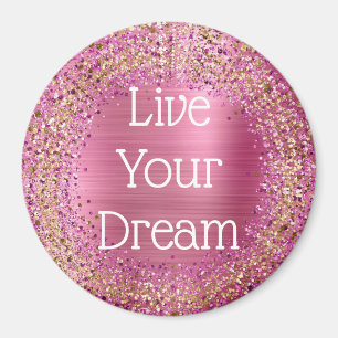 Girly Pink Glitzy Sparkle Glitzer Magnet