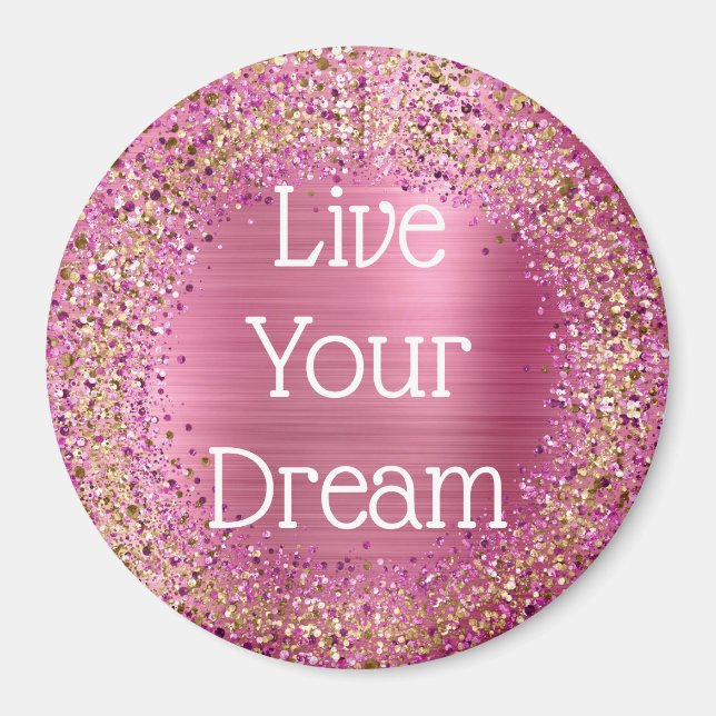 Girly Pink Glitzy Sparkle Glitzer Magnet (Vorne)