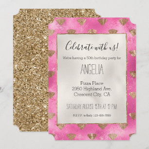 Girly Pink Gold Diamanten Einladung