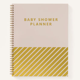 Girly Pink Gold Foil Streifen Kinderduschplanung Notizbuch