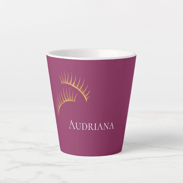 Girly Pink Gold Glam Eyelashes Milchtasse (Vorderseite)