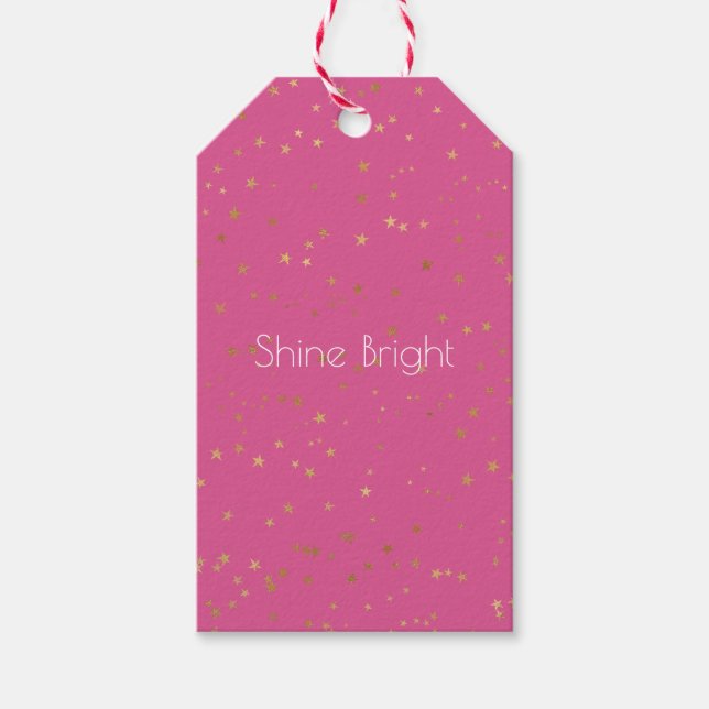 Girly Pink Gold Glam Stars Geschenkanhänger (Vorderseite)