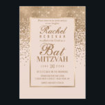 Girly Pink Gold Glitzer Confetti Foto Bat Mitzvah Einladung<br><div class="desc">Diese formale Bat Mitzvah Foto-Einladung wird durch die moderne und trendige Farbpalette inspiriert, die mit schicken und glamourösen Designstrukturen inmitten der Welt der Moderne und der Moderne eingebunden ist. Es ist elegante und hübsche Druck zeigt Imitate gedruckt funkelnd Gold Glitzer ombre Farbverlauf Konfetti mit einem goldenen Rahmen, um den Text...</div>