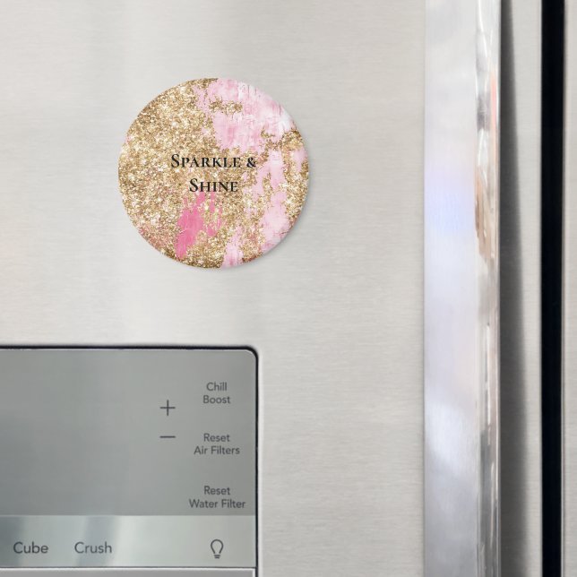 Girly Pink Gold Glitzer Geburtstag Magnet (In Situ (Kühlschrank))