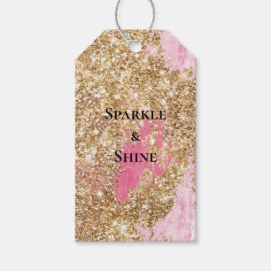 Girly Pink Gold Glitzer Geschenkanhänger