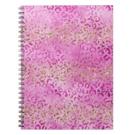 Girly Pink Gold Glitzer Leopard Print Glitz Notizblock