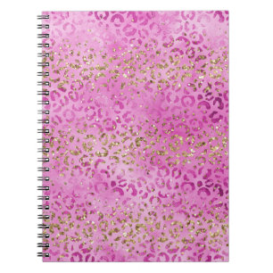 Girly Pink Gold Glitzer Leopard Print Glitz Notizblock