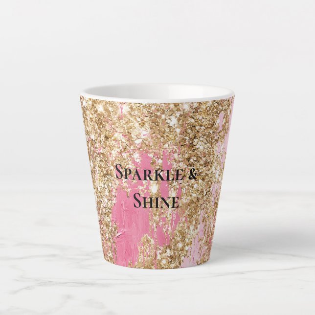 Girly Pink Gold Glitzer Milchtasse (Vorderseite)