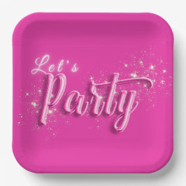 Girly Pink Gold Glitzer Modern Let's Party Pappteller