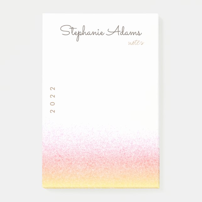 Girly Pink Gold Glitzer Signature Monogram Post-it Klebezettel (Vorderseite)