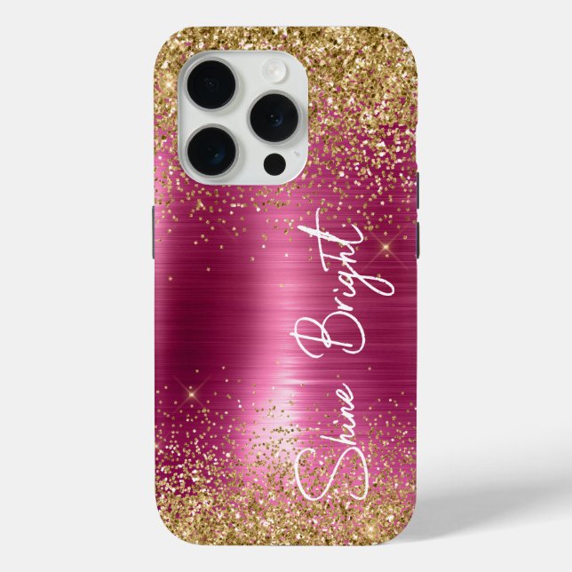 Girly Pink Gold Glitzer Sparkle Case-Mate iPhone Hülle (Rückseite)