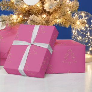 Girly Pink Gold Glitzer Weihnachtsbaumen Geschenkpapier