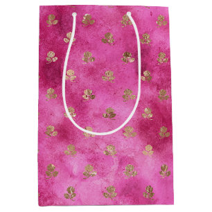 Girly Pink Gold Rose Mittlere Geschenktüte